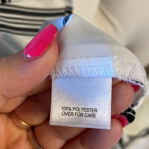 RELATIVITY women’s black white striped button down blouse / top / tunic size L - Picture 10 of 10